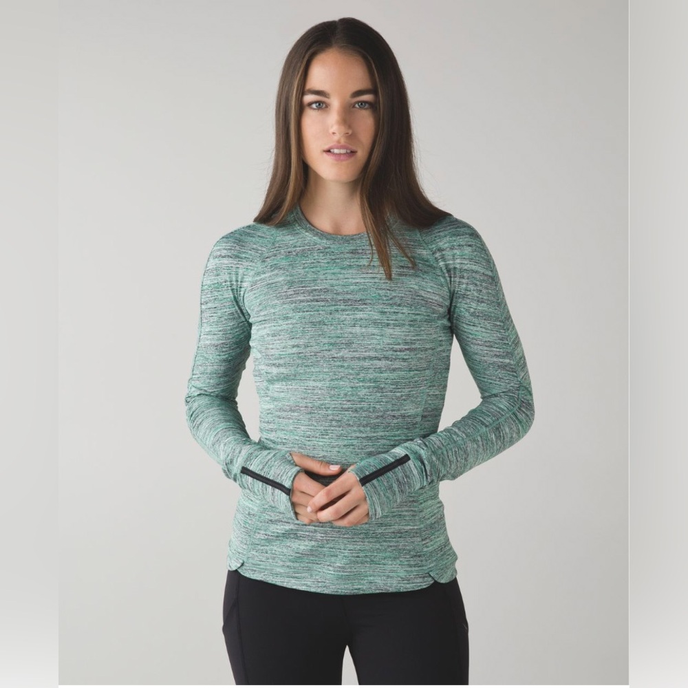 Lululemon Runderful Long Sleeve – Forage Teal / Black (Space Dye Camo)